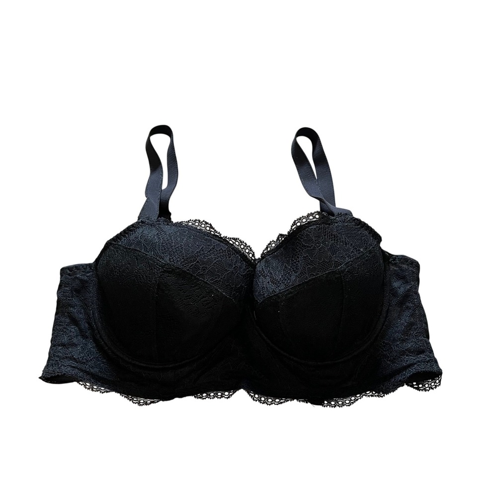 Freya Fancies Black Lace Longline Bra Padded Underwire 36D AA1014BLK